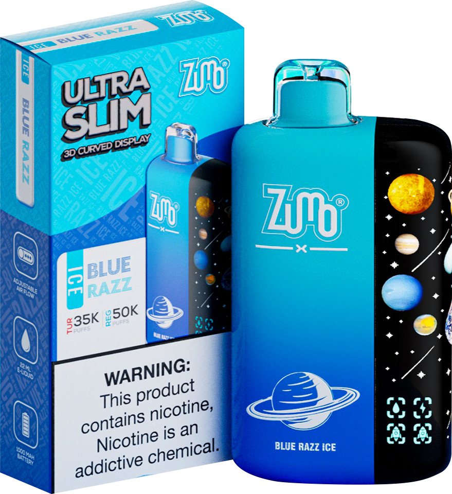 Zumo Ultra Slim 50,000 Puffs Disposable Vape - Blue Razz - Display of 5 - Wholesale