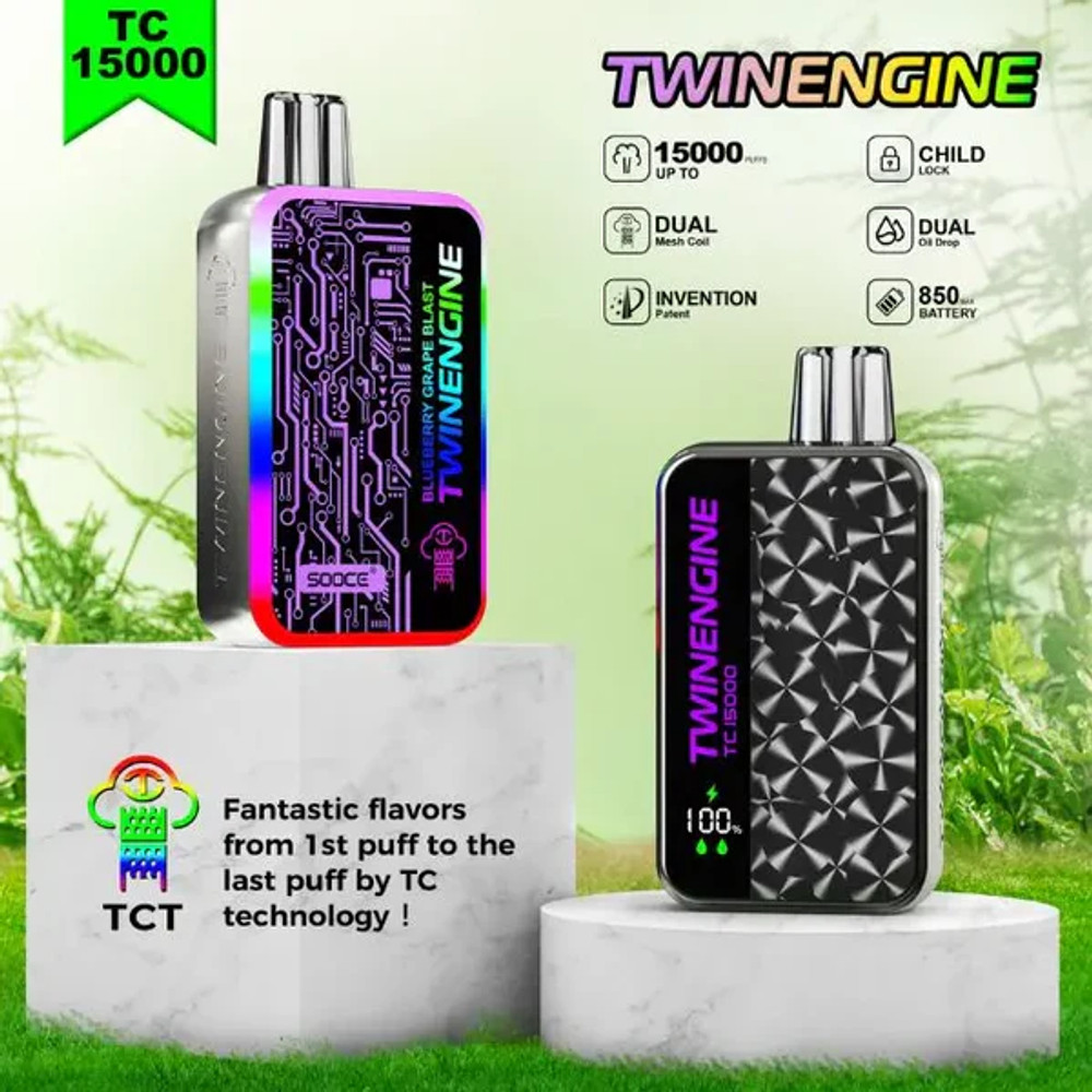 TWINENGINE TC 15,000 PUFFS DISPOSABLE VAPE - DISPLAY OF 5