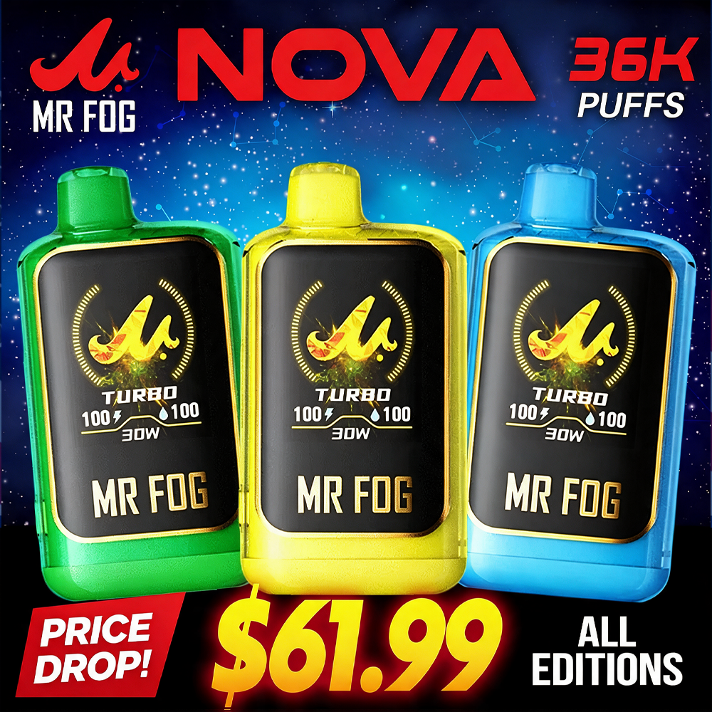 MR FOG NOVA BLUE RAZZ STEEZY SERIES (ZERO NICOTINE) 36,000 PUFFS DISPOSABLE VAPE - DISPLAY OF 5