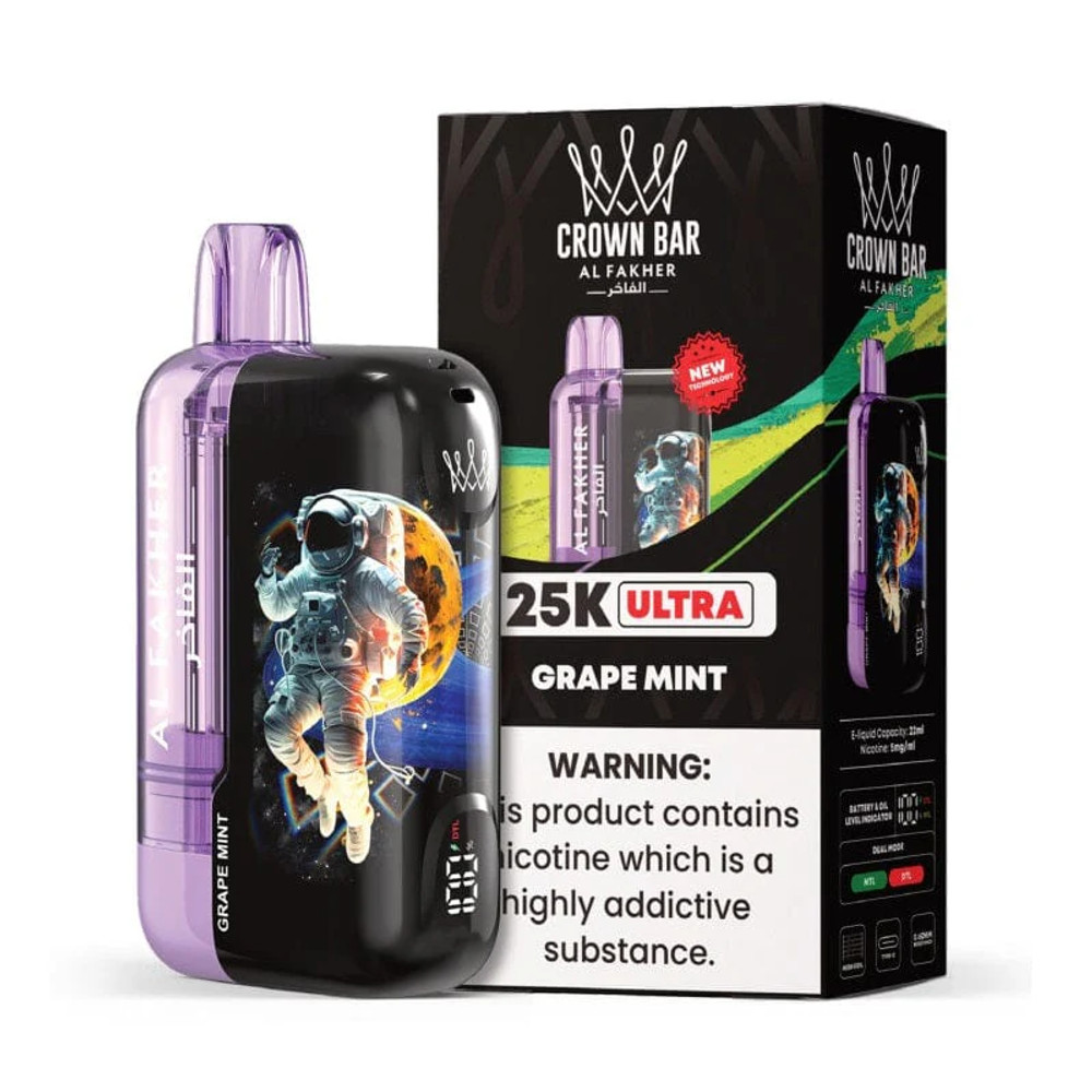 AL FAKHER CROWN BAR ULTRA 25,000 PUFFS DISPOSABLE VAPE - DISPLAY OF 5