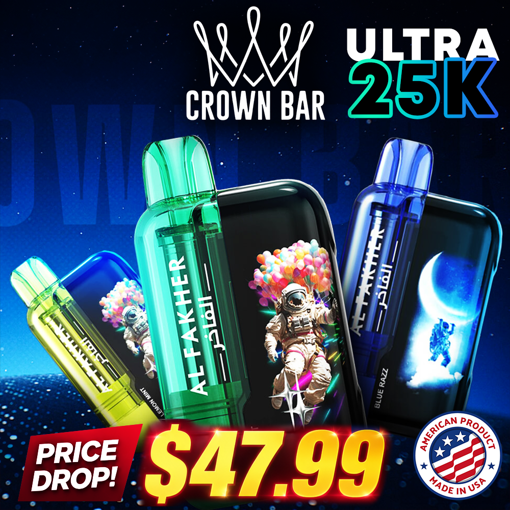AL FAKHER CROWN BAR ULTRA 25,000 PUFFS DISPOSABLE VAPE - DISPLAY OF 5