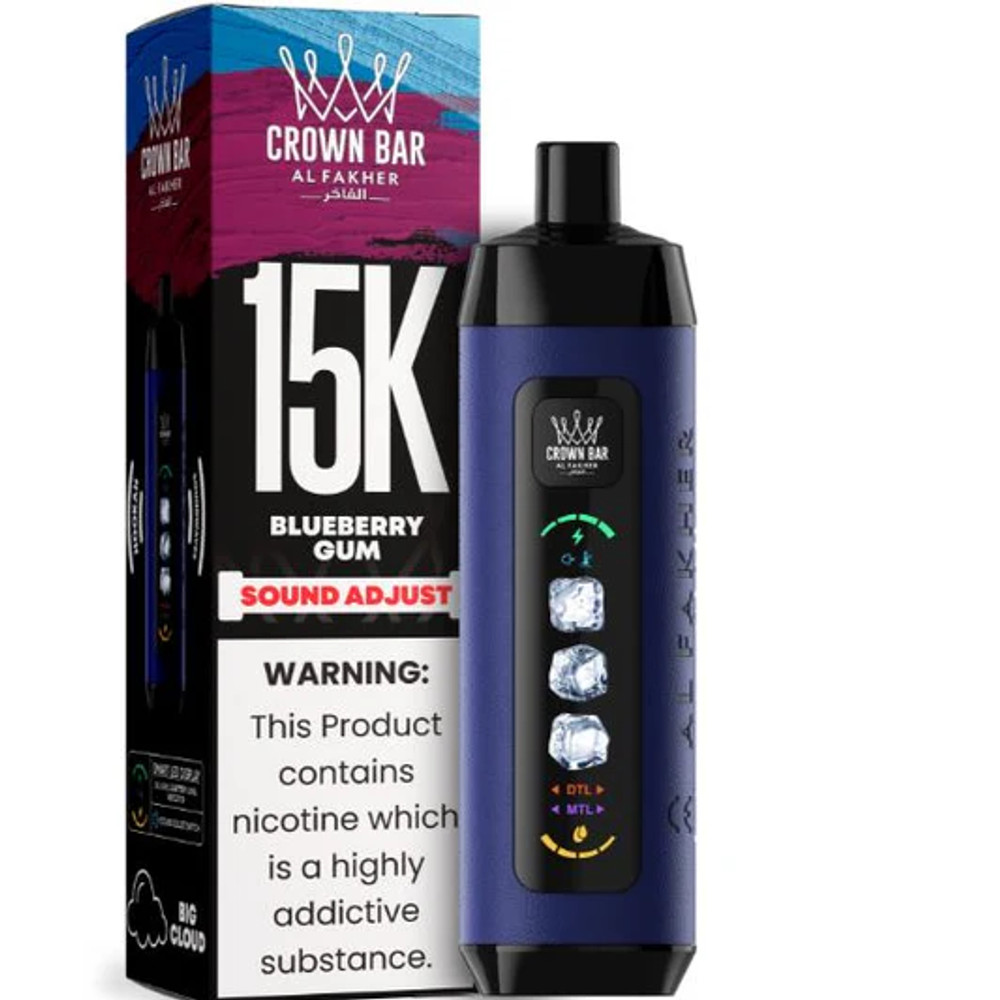 AL FAKHER CROWN BAR 15,000 PUFFS ICE ADJUST DISPOSABLE VAPE - DISPLAY OF 5