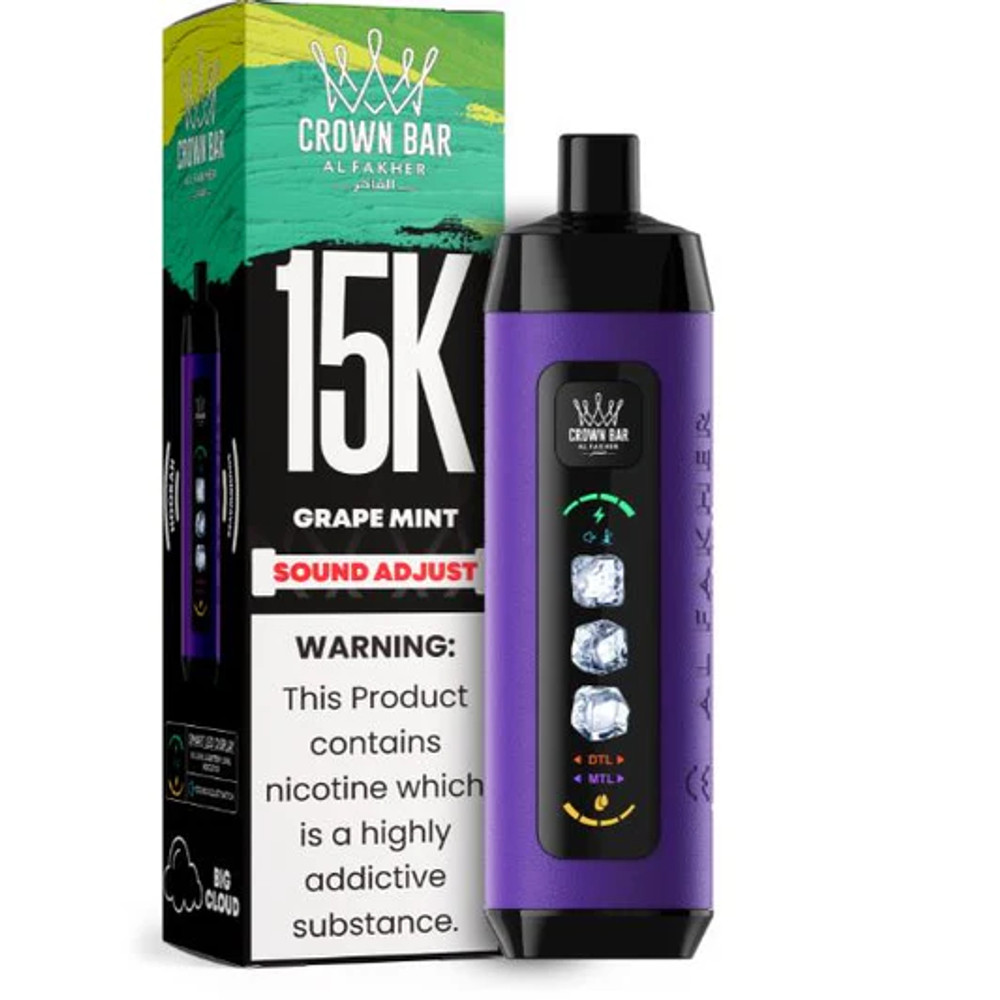 AL FAKHER CROWN BAR 15,000 PUFFS ICE ADJUST DISPOSABLE VAPE - DISPLAY OF 5