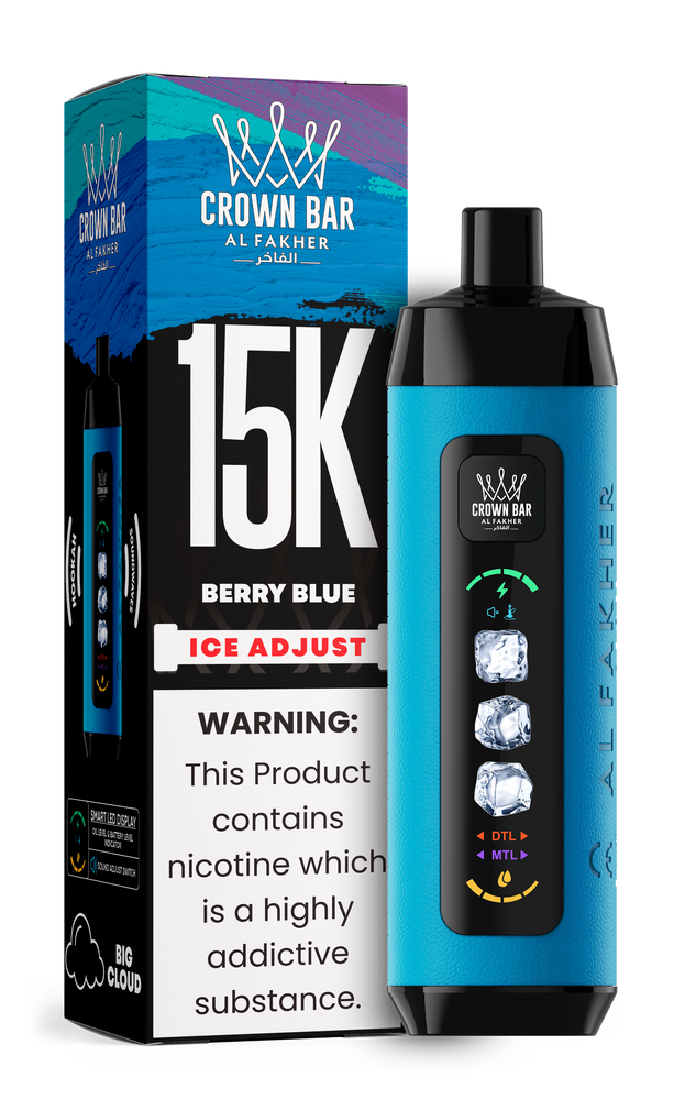 AL FAKHER CROWN BAR 15,000 PUFFS ICE ADJUST DISPOSABLE VAPE - DISPLAY OF 5
