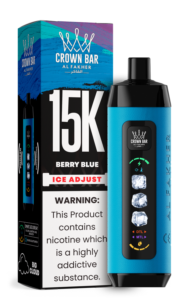 AL FAKHER CROWN BAR 15,000 PUFFS ICE ADJUST DISPOSABLE VAPE - DISPLAY OF 5