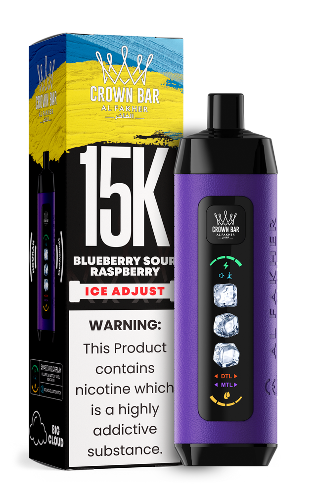 AL FAKHER CROWN BAR 15,000 PUFFS ICE ADJUST DISPOSABLE VAPE - DISPLAY OF 5