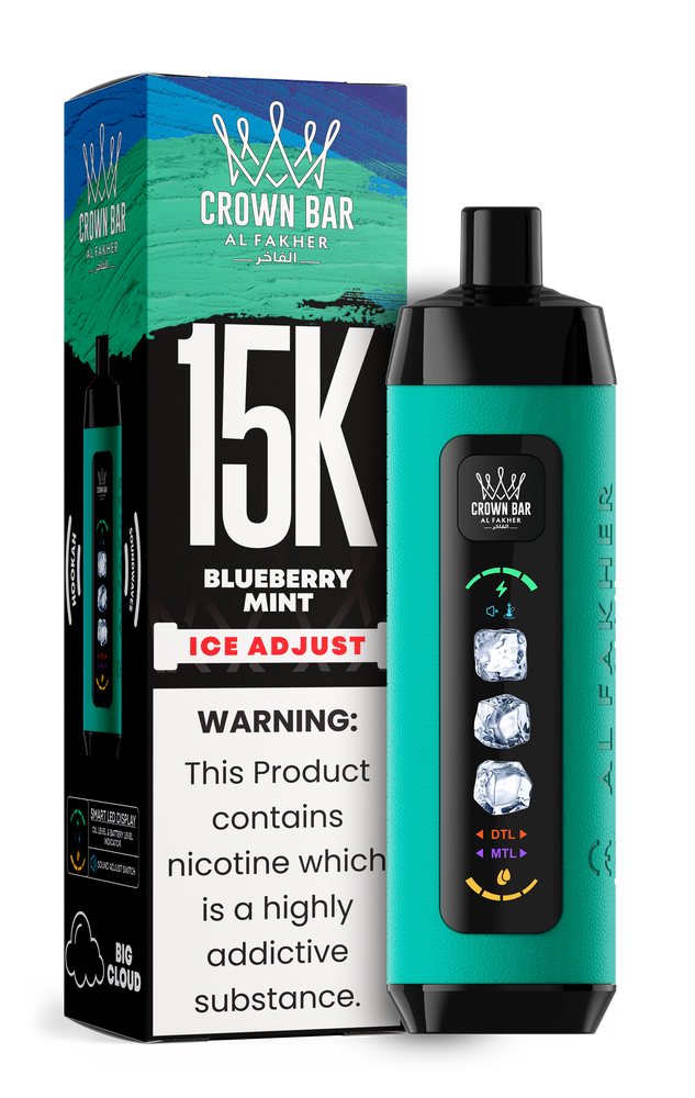 AL FAKHER CROWN BAR 15,000 PUFFS ICE ADJUST DISPOSABLE VAPE - DISPLAY OF 5