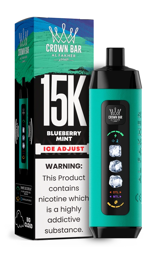 AL FAKHER CROWN BAR 15,000 PUFFS ICE ADJUST DISPOSABLE VAPE - DISPLAY OF 5