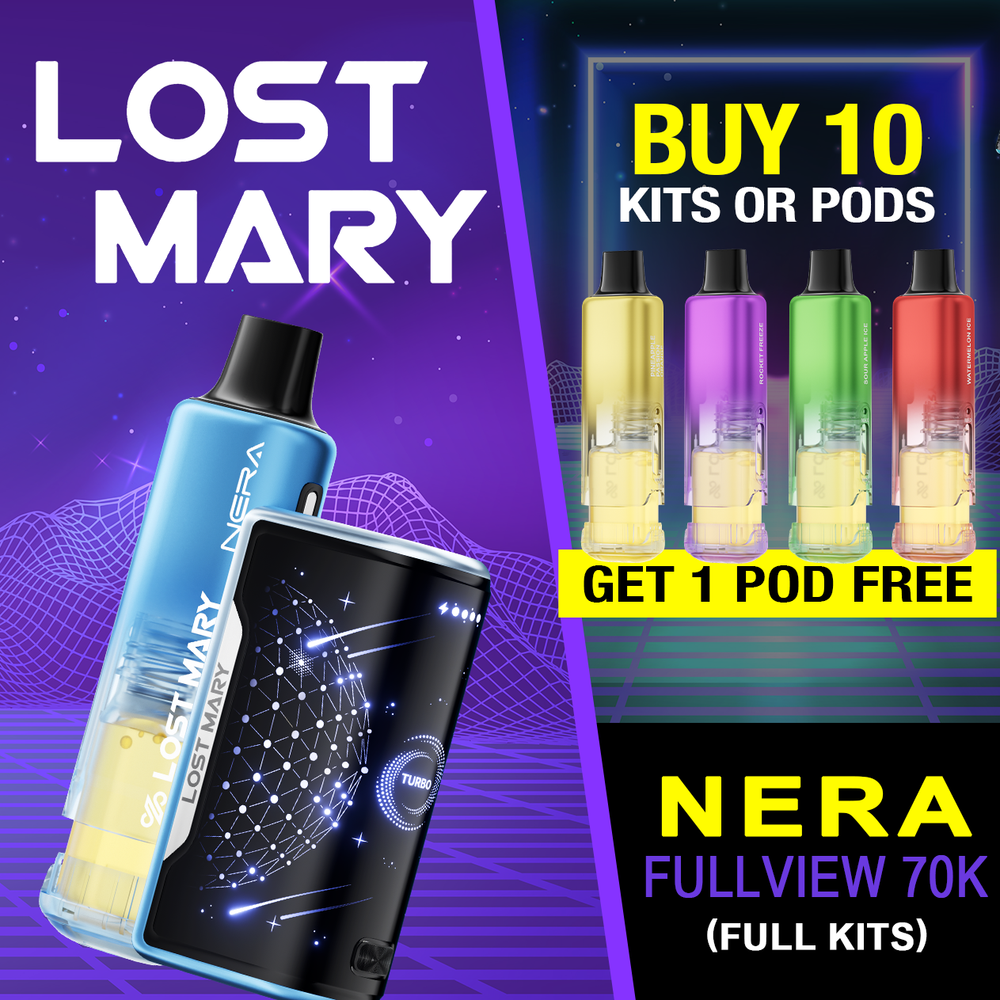 LOST MARY NERA FULLVIEW 70,000 PUFFS DISPOSABLE VAPE (FULL KIT) - DISPLAY OF 5