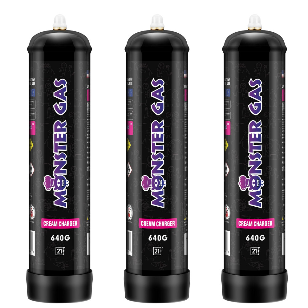 MOSNTER GAS N2O CREAM CHARGERS CYLINDER TANK 640G 1 LITER - DISPLAY OF 6