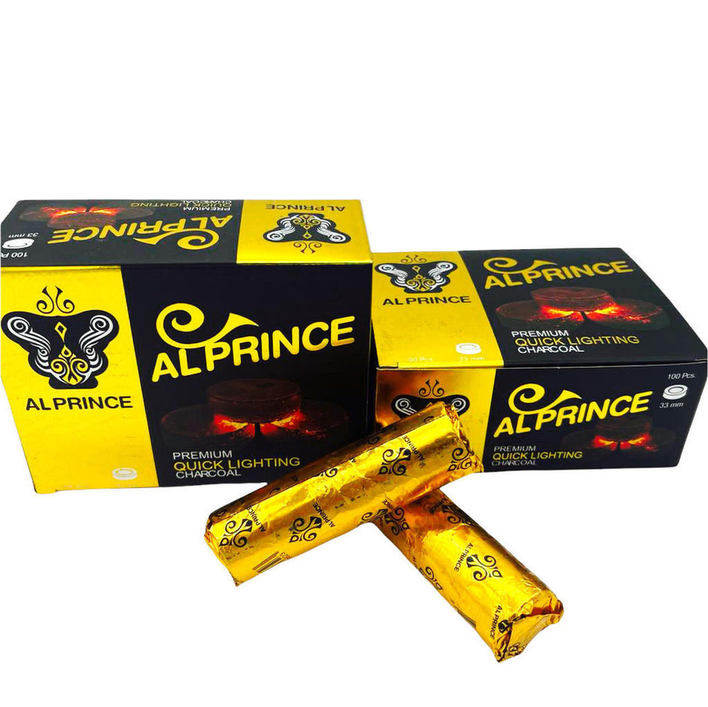 ALPRINCE PREMIUM QUICK LIGHTING HOOKAH CHARCOAL 33MM - 100PCS