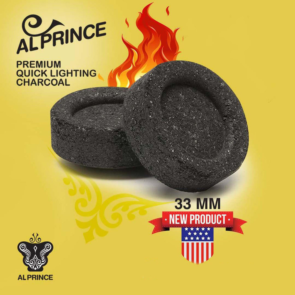ALPRINCE PREMIUM QUICK LIGHTING HOOKAH CHARCOAL 33MM - 100PCS