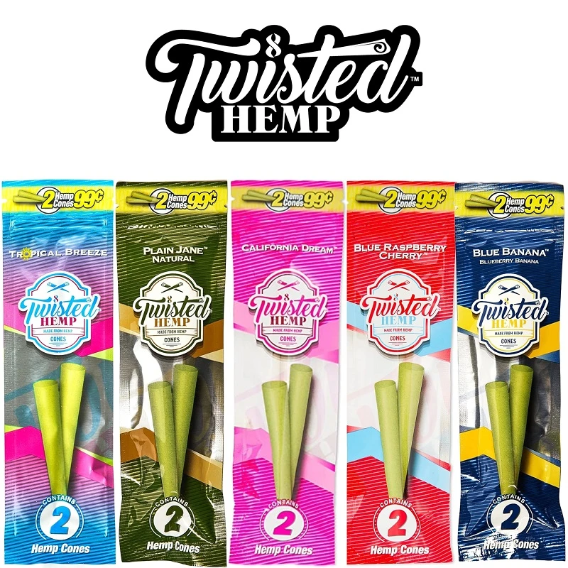 TWISTED HEMP CONES 2-PACK - DISPLAY OF 10