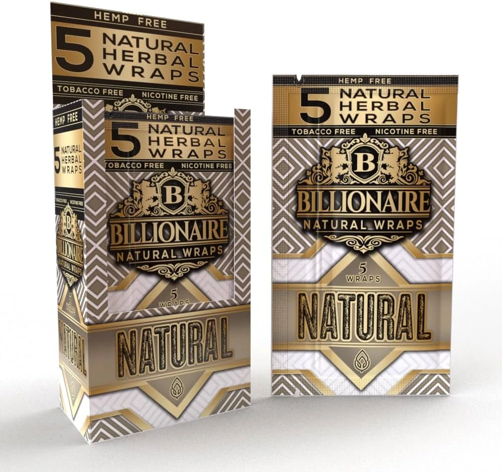 BILLIONAIRE NATURAL WRAPS 5-PACK - DISPLAY OF 25