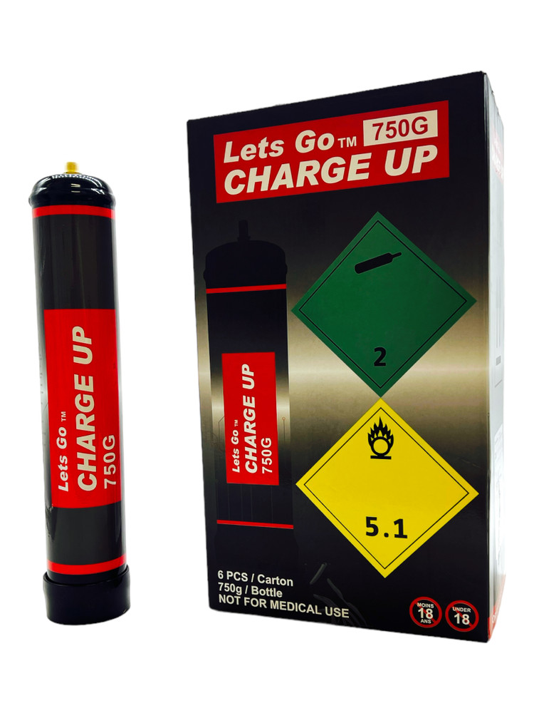 LET'S GO CHARGE UP 750G NITROUS OXIDE 6CT CASE
