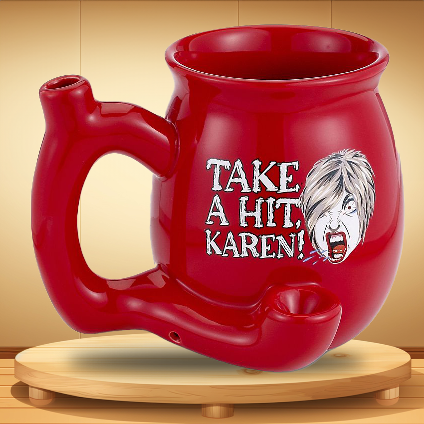 TAKE A HIT KAREN RED ROAST and TOAST CERAMIC PIPE MUG - 1CT
