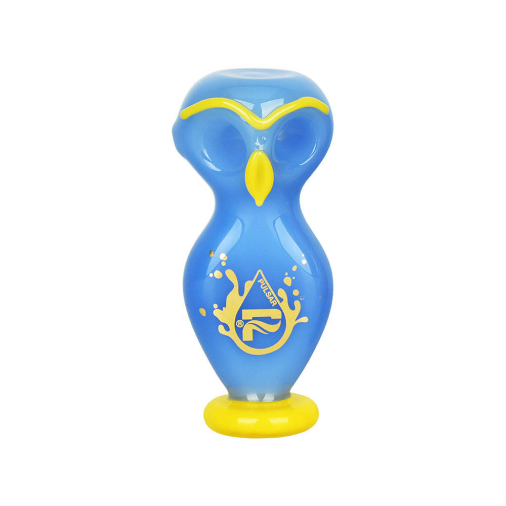 PULSAR WISE OWL DOUBLE BOWL ASSORTED COLOR HAND PIPE 4" - 1CT