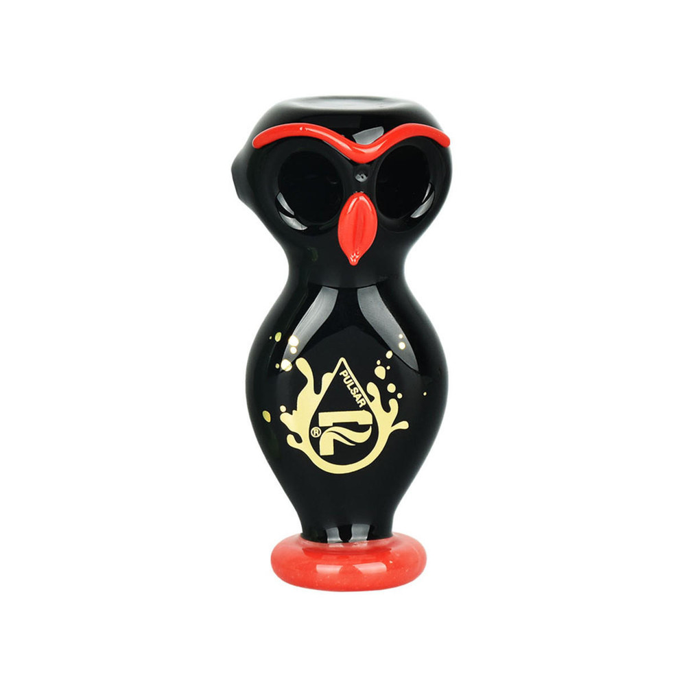 PULSAR WISE OWL DOUBLE BOWL ASSORTED COLOR HAND PIPE 4" - 1CT