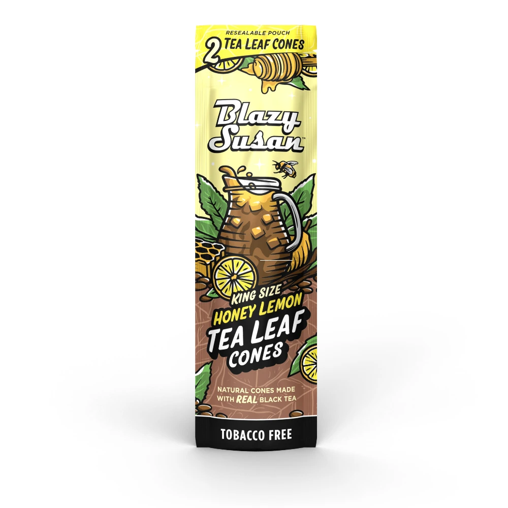 BLAZY SUSAN KING SIZE REAL HONEY LEMON TEA CONES 2-PACK - DISPLAY OF 10