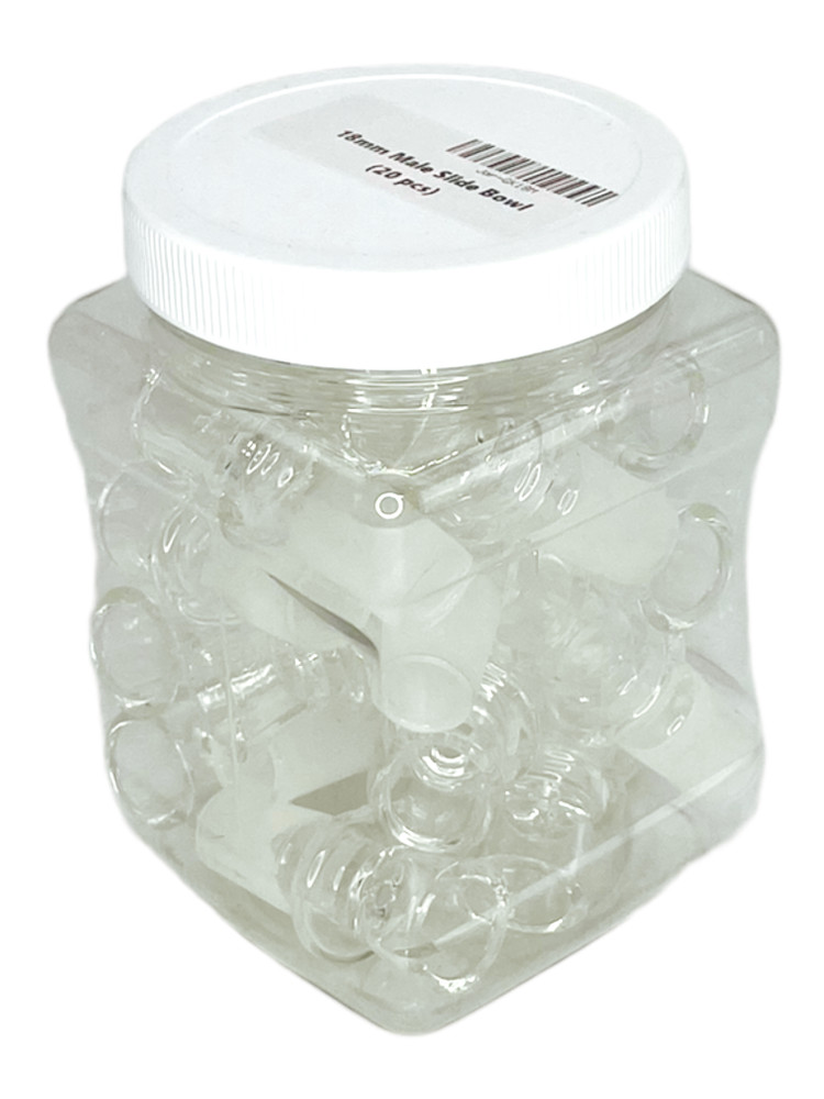 18MM GLASS MALE SLIDE BOWL - 20CT JAR