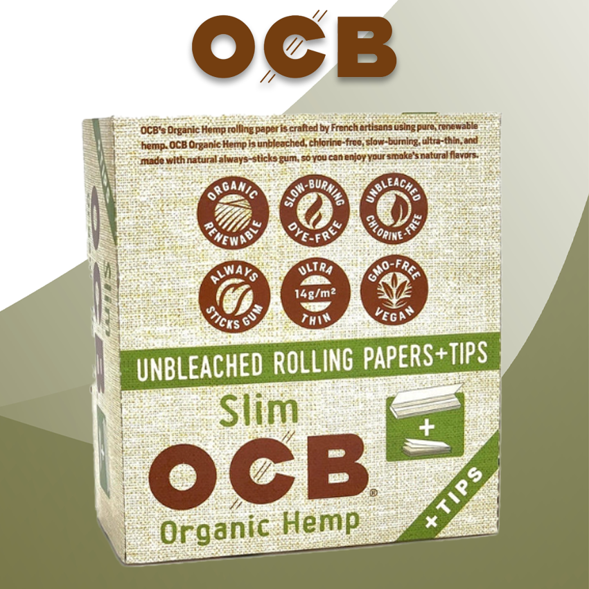 OCB ORGANIC SLIM ROLLING PAPER WITH TIPS - 24CT