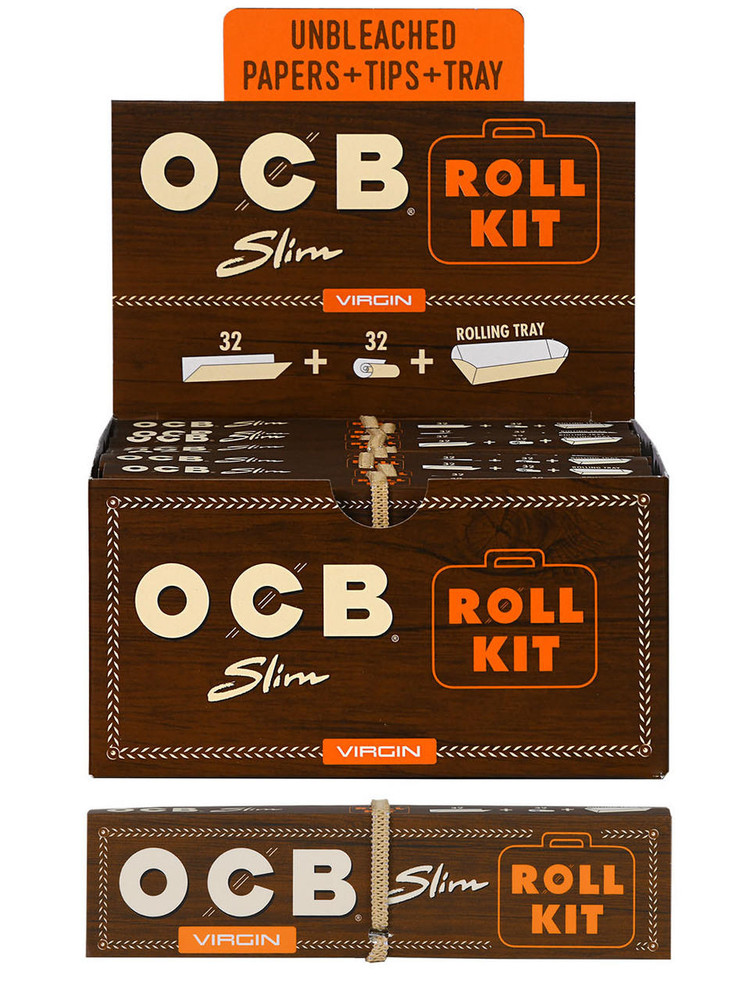 OCB VIRGIN ROLL KIT SLIM PAPERS TIPS and TRAY - 20CT DISPLAY