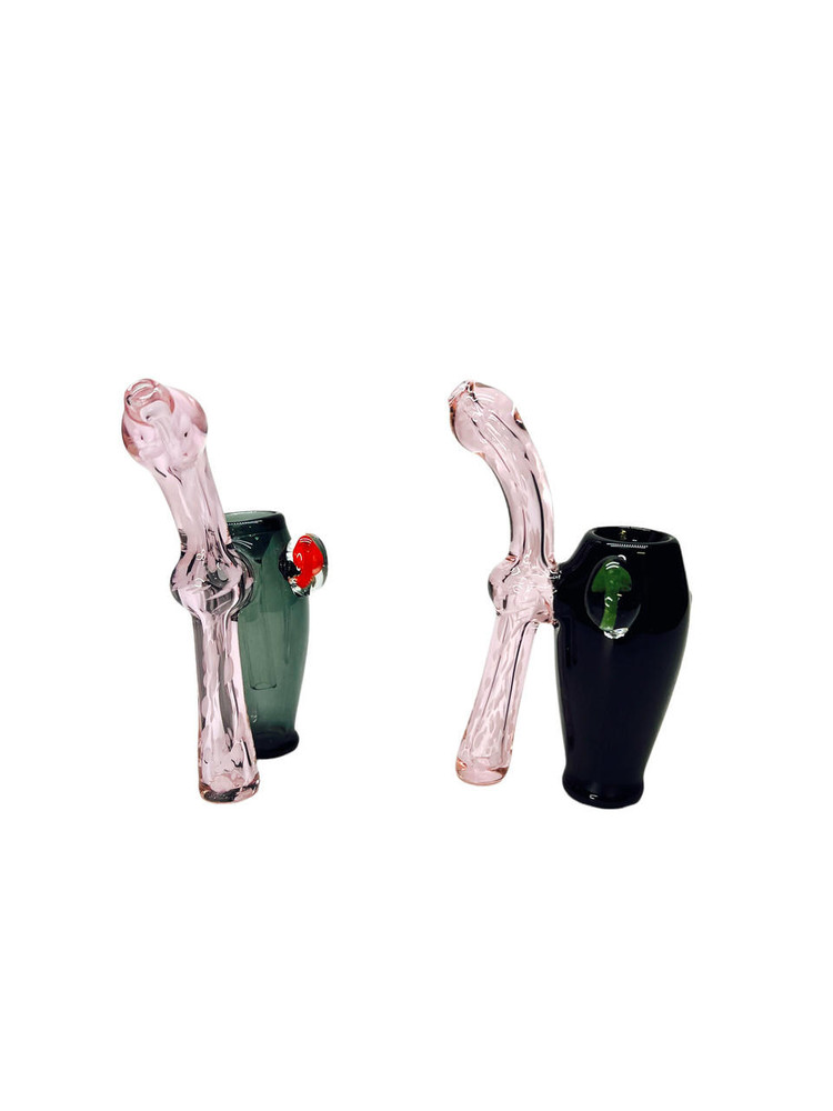 BLACK/PINK TUBE MUSHTROOM MILLI BUBBLER 6" (WP1099)
