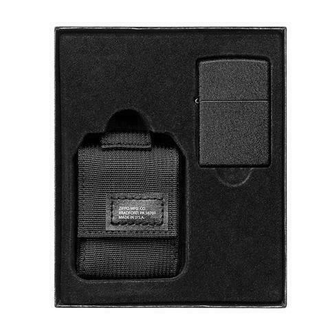 ZIPPO - TACTICAL POUCH & BLACK CRACKLE WINDPROOF LIGHTER GIFT SET - 1CT