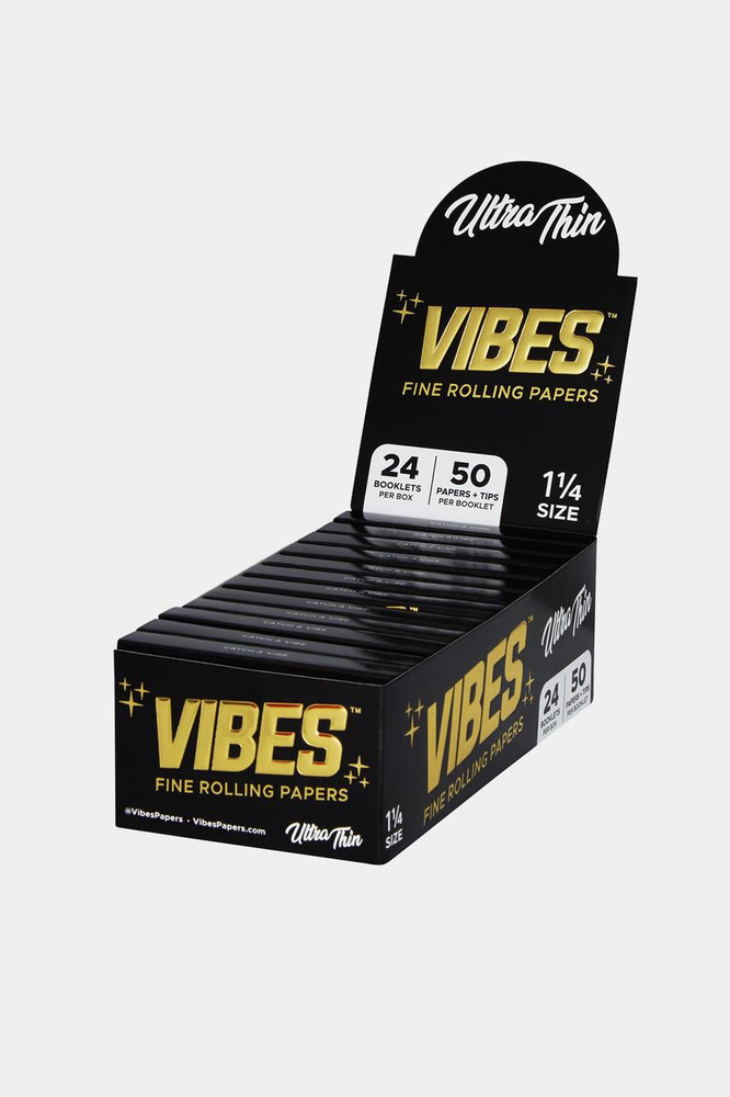VIBES 1 1/4 FINE ROLLING PAPERS AND TIPS - 24CT