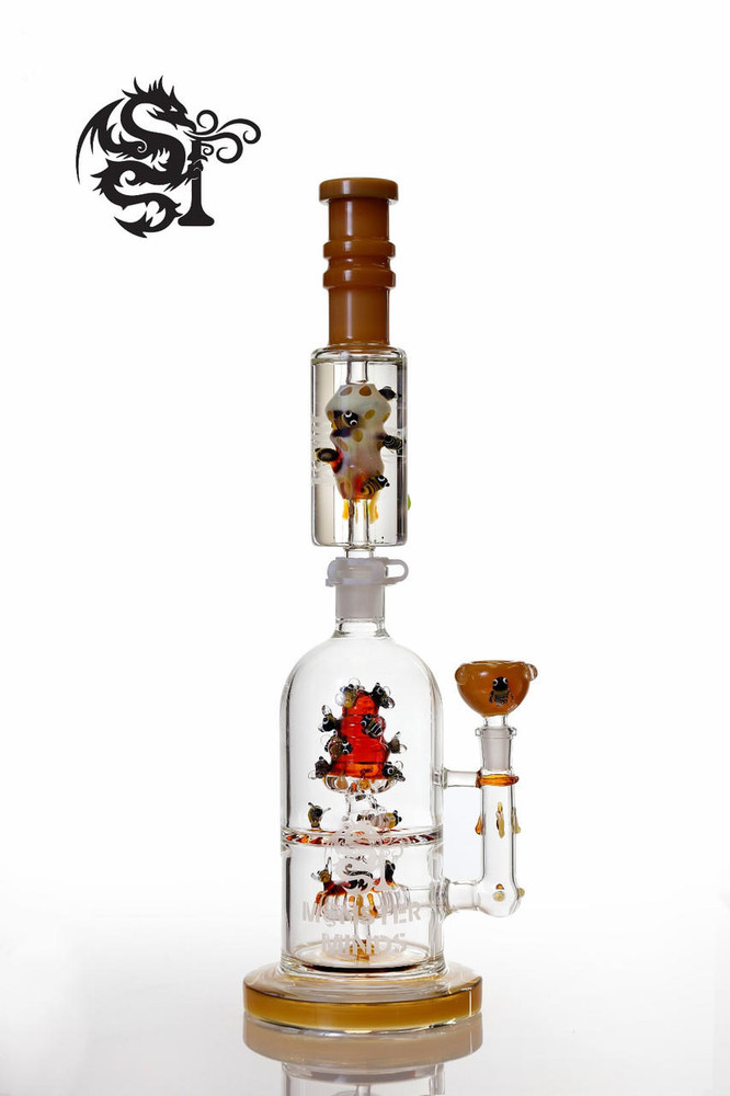 MONSTER MINDS - DESC PERC GLYCO FILLED BEE DESIGN 17" WATERPIPE