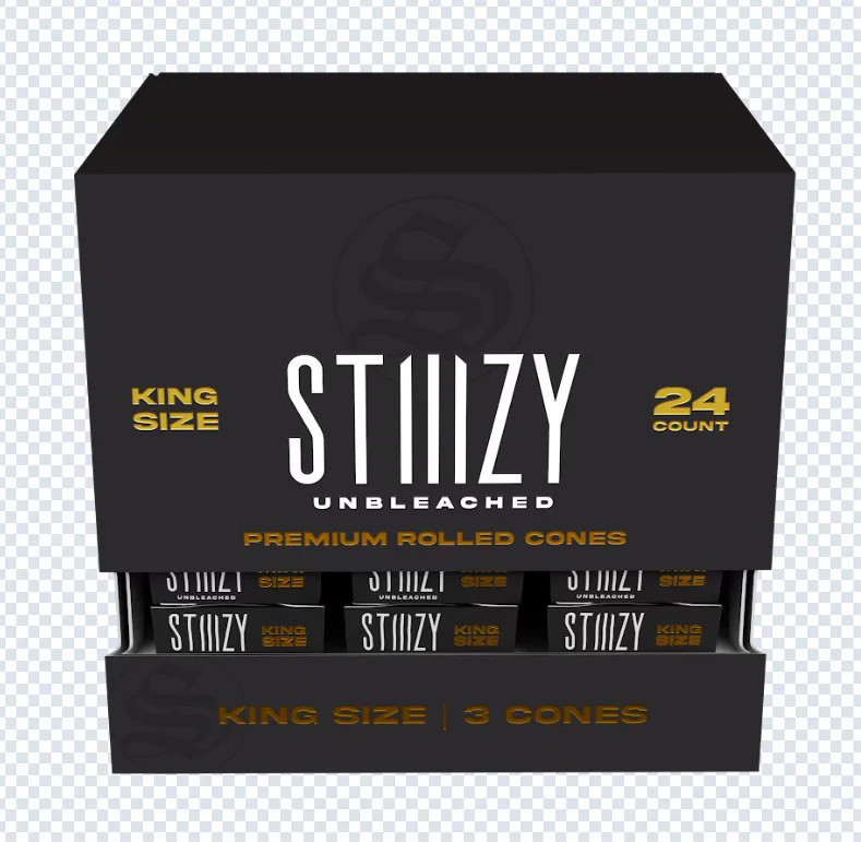 STIIIZY KING SIZE PREMIUM ROLLED CONES 3-PACK - DISPLAY OF 24