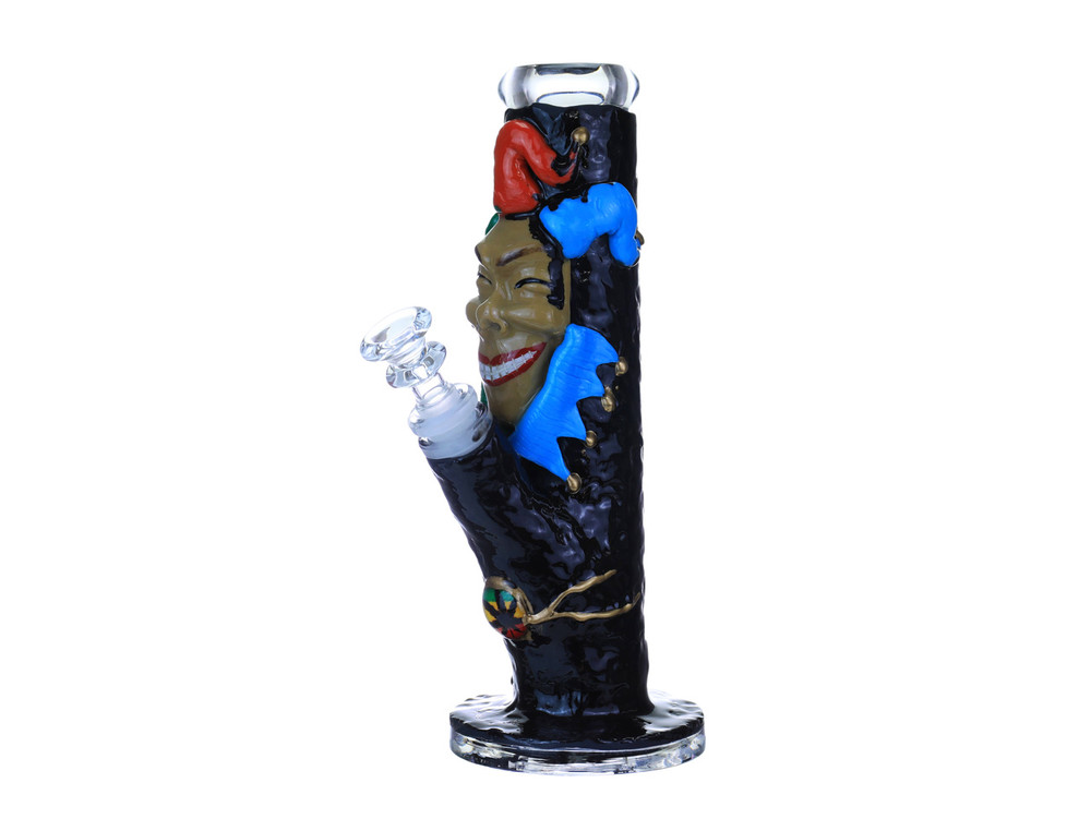 GLOW IN THE DARK CLOWN HEAVY STRAIGHT WATERPIPE 9"
