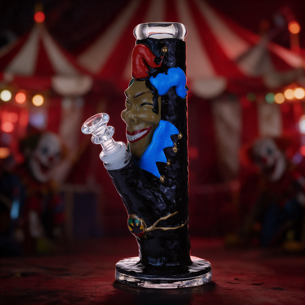 GLOW IN THE DARK CLOWN HEAVY STRAIGHT WATERPIPE 9"
