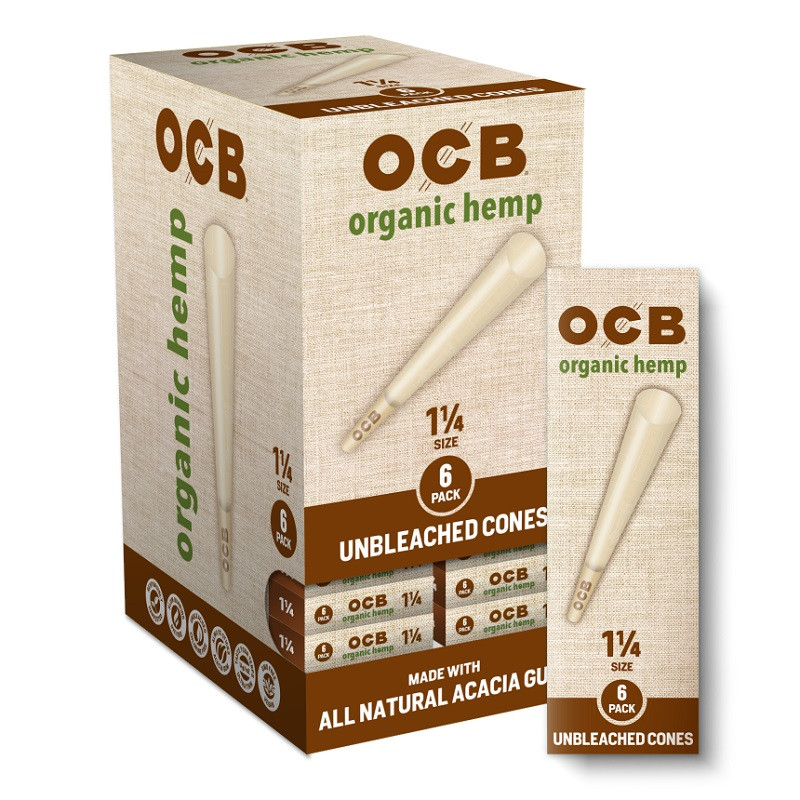 OCB 84MM 1 1/4 CONES 6PK - 24CT DISPLAY
