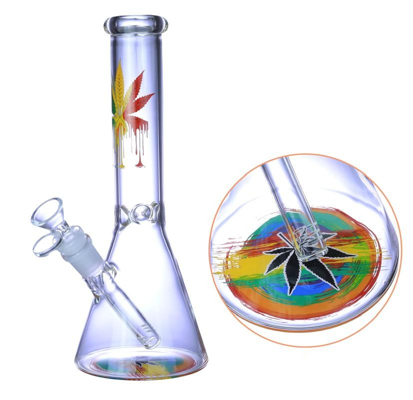 LEAF DESIGN BEAKER WATERPIPE 10"