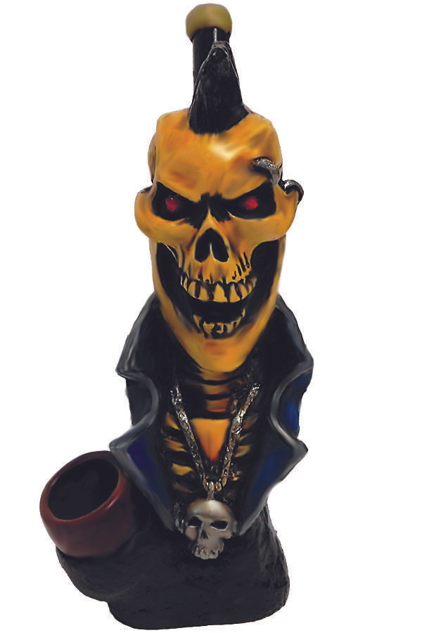 HAND CRAFTED MOHAWK SKULL HANDPIPE 7