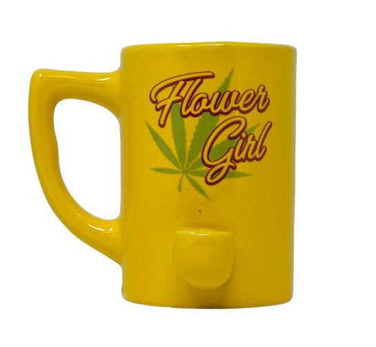 HPG CERAMIC WATER PIPE MUG - YELLOW LEAF FLOWER GIRL