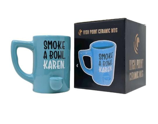 HPG CERAMIC WATER PIPE MUG - SMOKE A BOWL KAREN