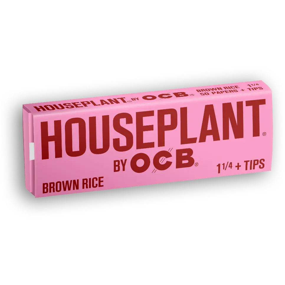 HOUSEPLANT BY OCB 1 1/4 + TIPS BROWN RICE PAPER 50-PACK - DISPLAY OF 24