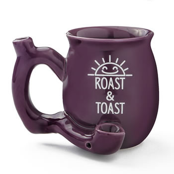 PREMIUM ROAST & TOAST MUG SHINY PLUM WITH WHITE PRINT