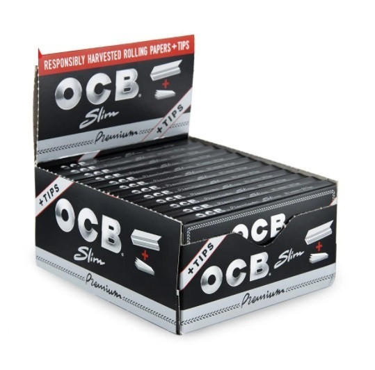 OCB PREMIUM SLIM PAPERS WITH TIPS - 24CT