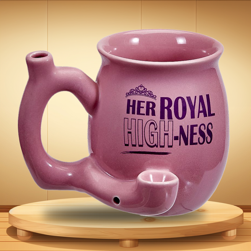 HER ROYAL HIGH-NESS SMALL PINK ROAST and TOAST MUG CERAMIC HANDPIPE - 1CT