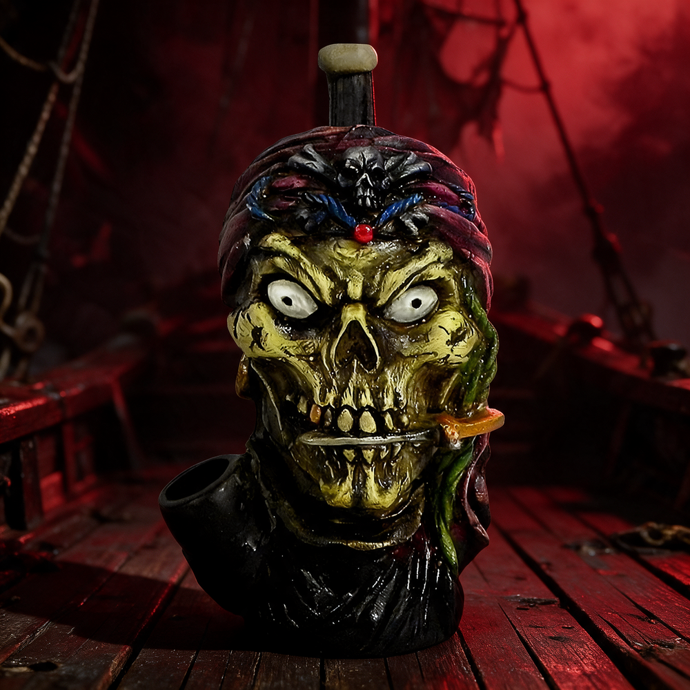HAND CRAFTED SWASHBUCKLER SKULL HANDPIPE 7