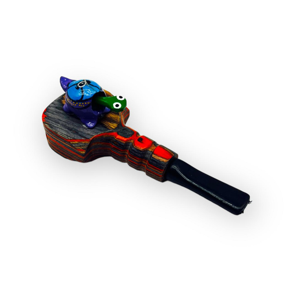 FAN SHAPE WOODEN ASSORTED DESIGN  4" HANDPIPE - 5CT BAG (HP100485)