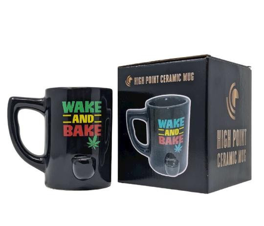 HPG CERAMIC WATER PIPE MUG - WAKE & BAKE