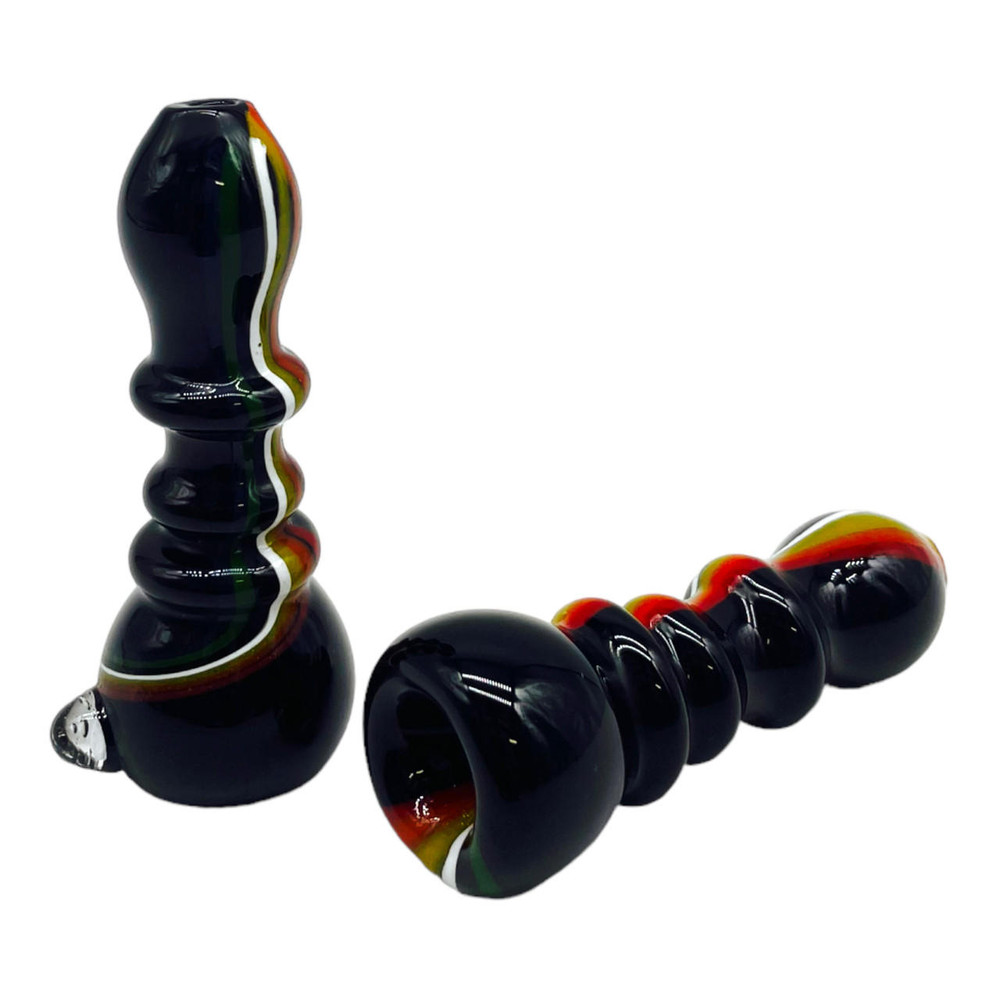 BLACK TUBING WITH RAINBOW DESIGN CHILLUM HANDPIPE 3" - BAG OF 10CT