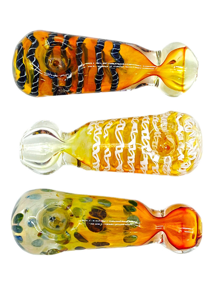 GOLDEN FUMED HEAVY MIX PATTERN HANDPIPE 4" - BAG OF 5CT
