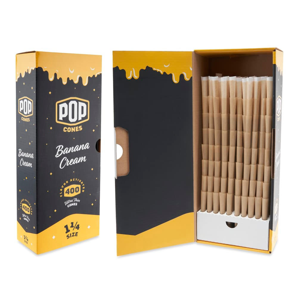 POP CONES 1 ¼ SIZE PRE-ROLLED CONES WITH FLAVOR TIP 400CT BULK