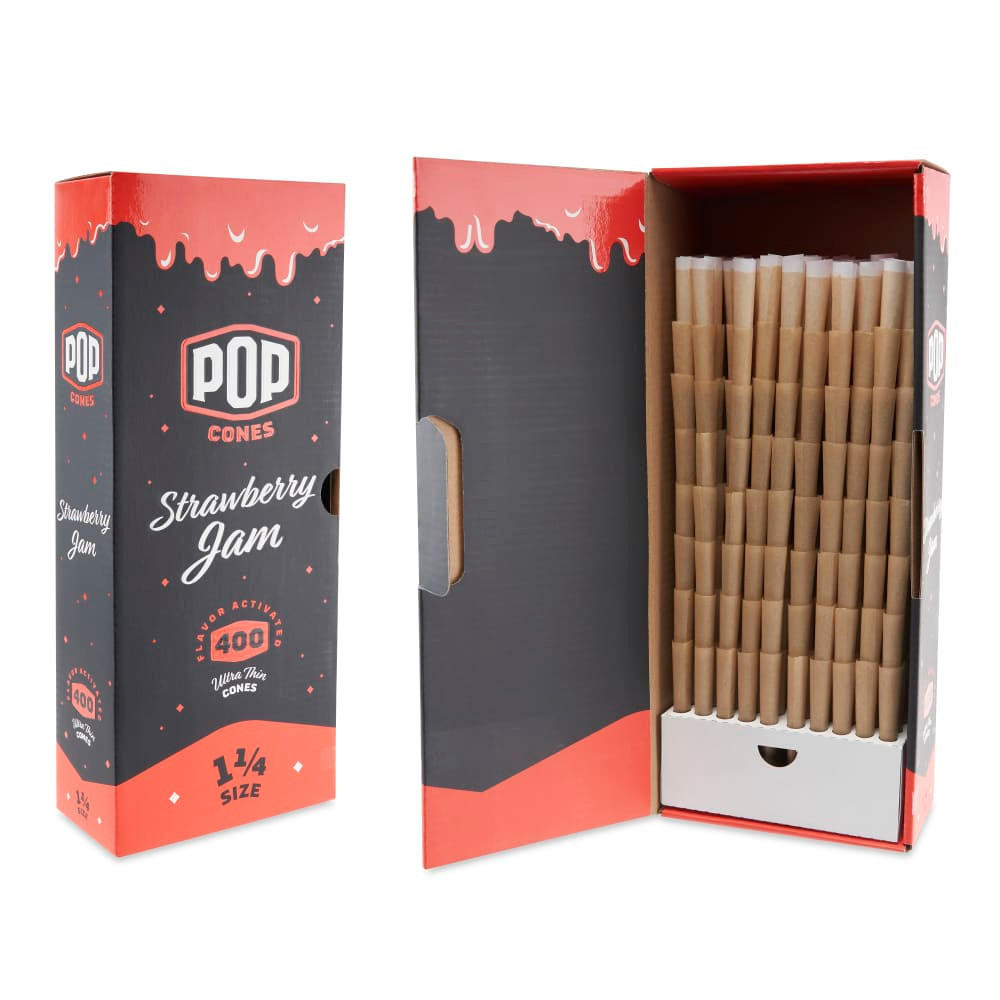POP CONES 1 ¼ SIZE PRE-ROLLED CONES WITH FLAVOR TIP 400CT BULK