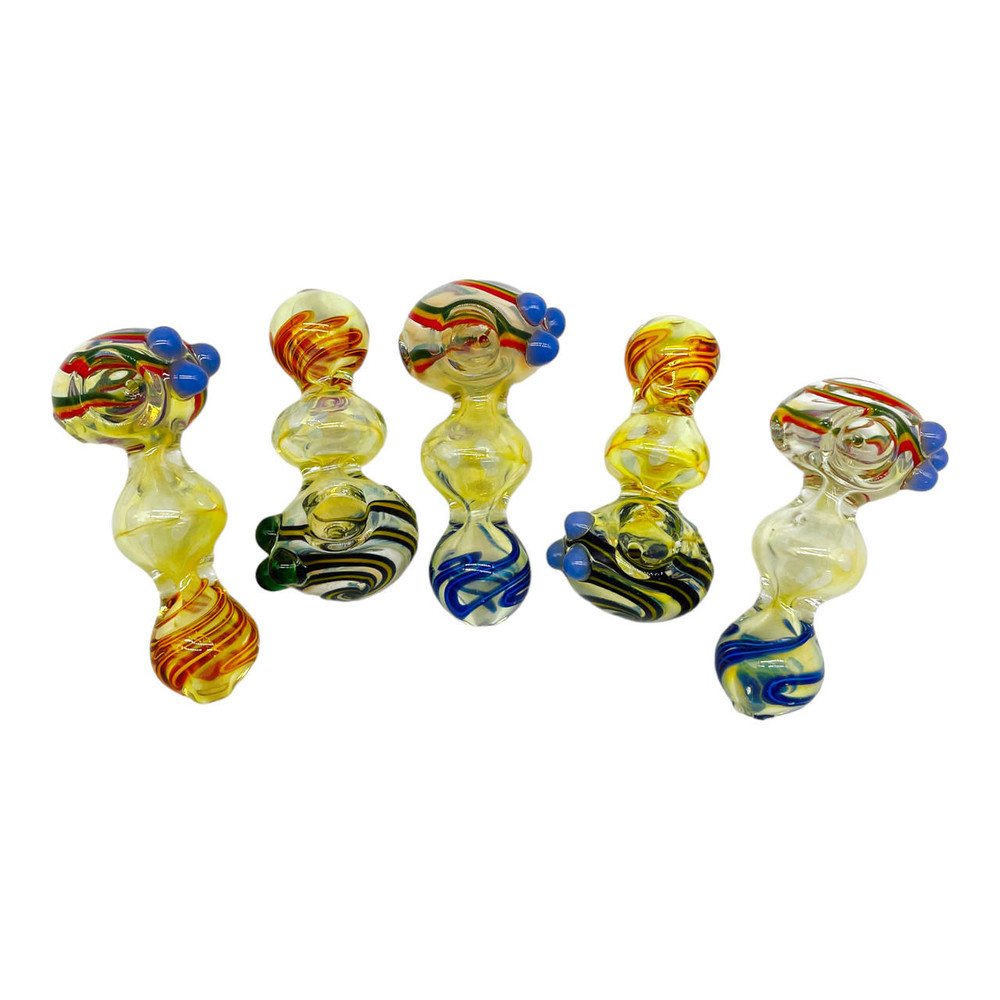 MULTI COLOR WITH MARBLES HEAVY HANDPIPE 5" - BAG OF 5CT